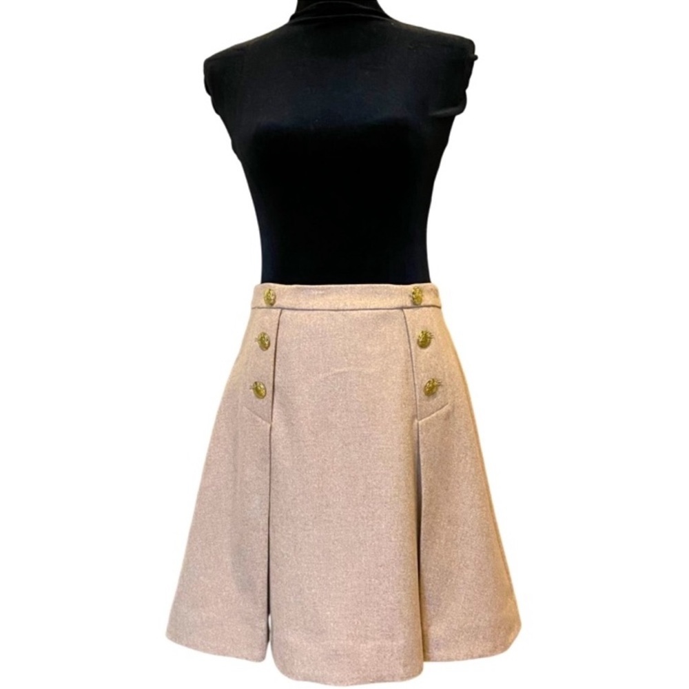 J. Crew Elegant Tan Button-Detail Mini Skirt